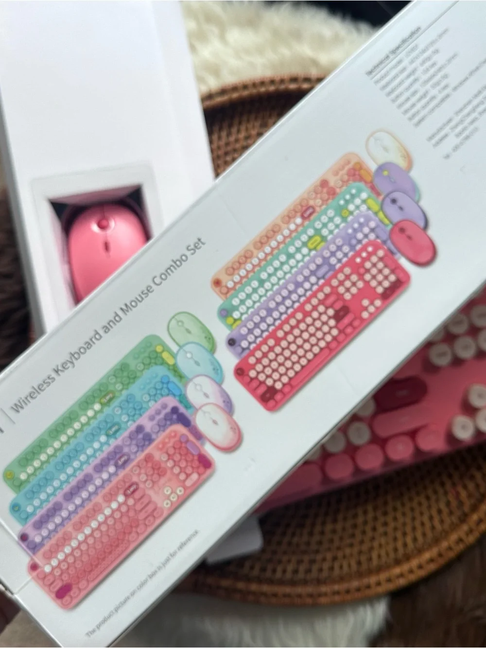 MOFII Pink Red Retro Typewriter Wireless Keyboard and Mouse Combo New in Box